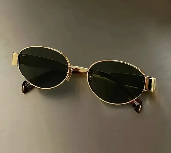 Vintage_Gold_Frame_Oval_Sunglasses_With_Dark_Green_Lenses