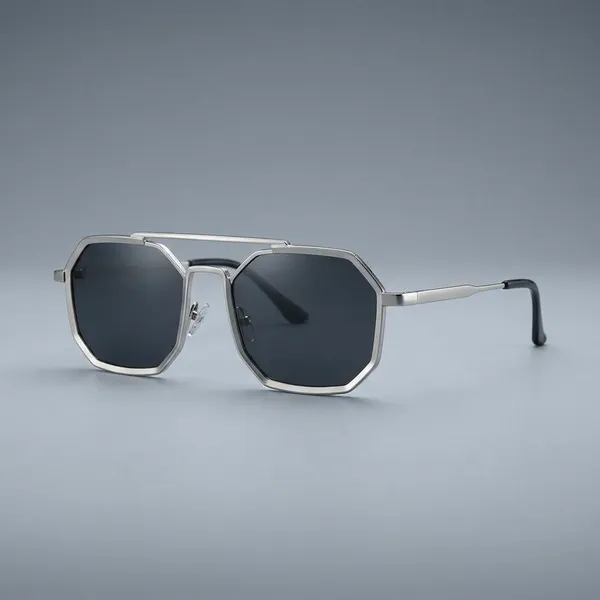 Premium_Geometric_Silver_Frame_Sunglasses_With_Dark_Lenses