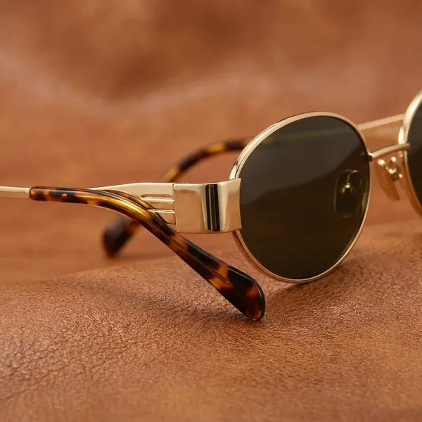 Vintage_Gold_Frame_Oval_Sunglasses_With_Dark_Green_Lenses