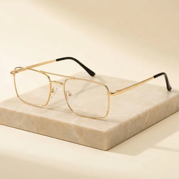 Premium_Gold-Toned_Rectangular_Metal_Frame_Reading_Glasses_With_Sleek_Temple_Design