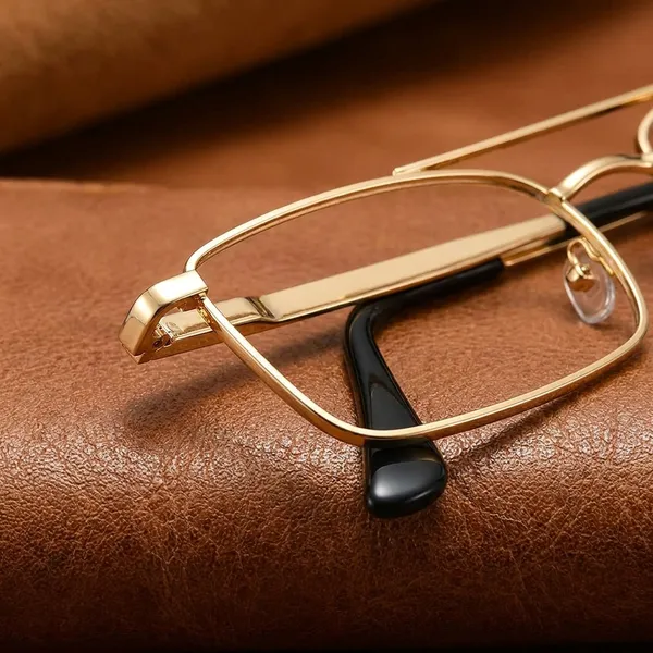 Premium_Gold-Toned_Rectangular_Metal_Frame_Reading_Glasses_With_Sleek_Temple_Design