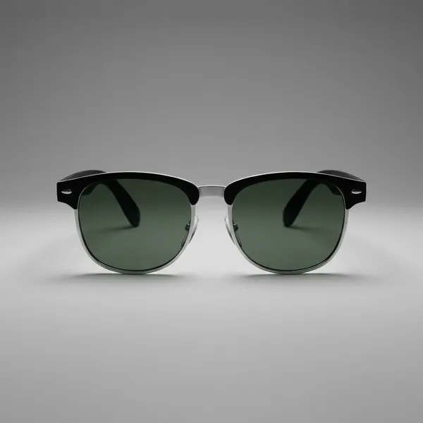 Classic_Clubmaster_Style_Sunglasses_With_Black_Frame_And_Green_Lenses