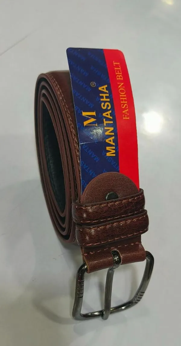 Mantasha_Men'S_Fashion_Belt_-_Brown_Leather_Belt_With_Metal_Buckle