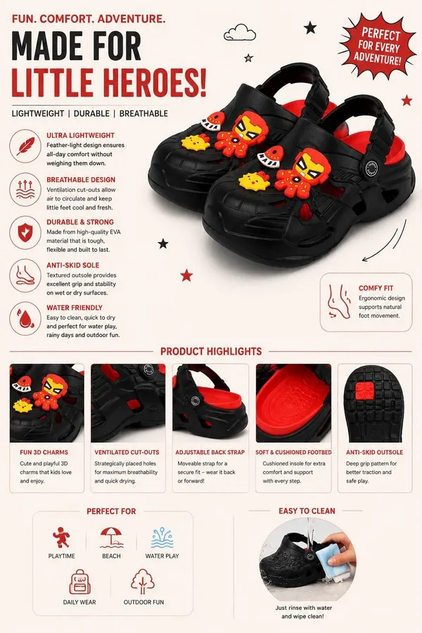 Trump_Boys_&_Girls_Sling_Back_Clogs_Black