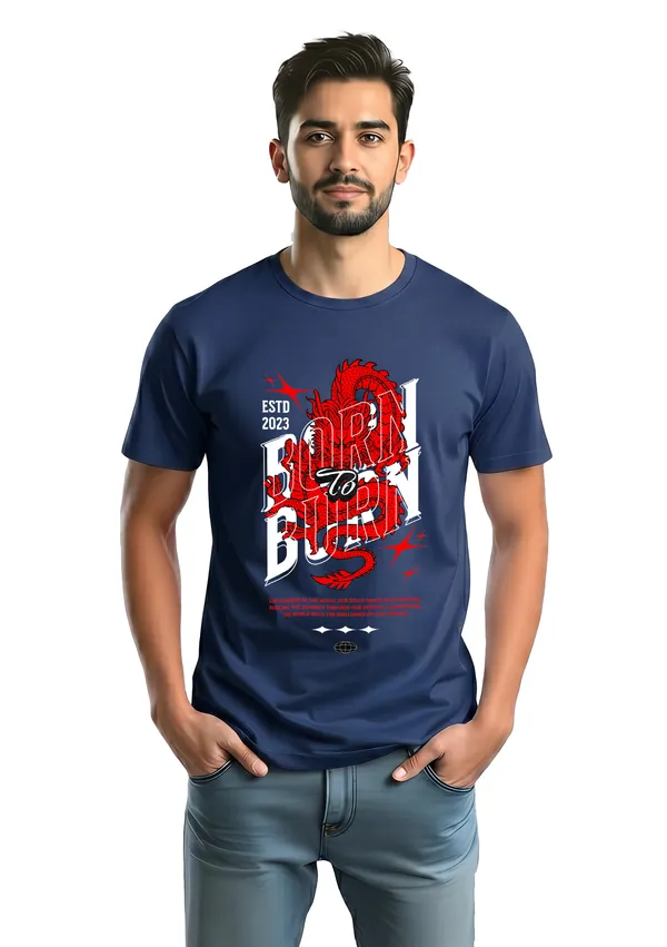 Born_To_Burn_Graphic_Printed_Navy_Blue_T-Shirt_For_Men