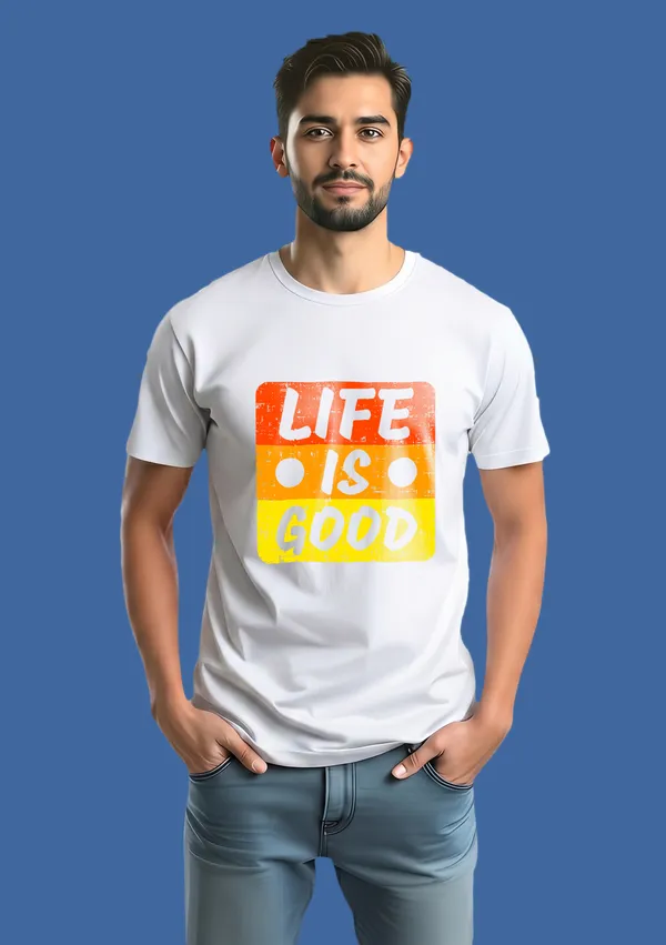Life_Is_Good_Graphic_Print_White_T-Shirt_For_Men