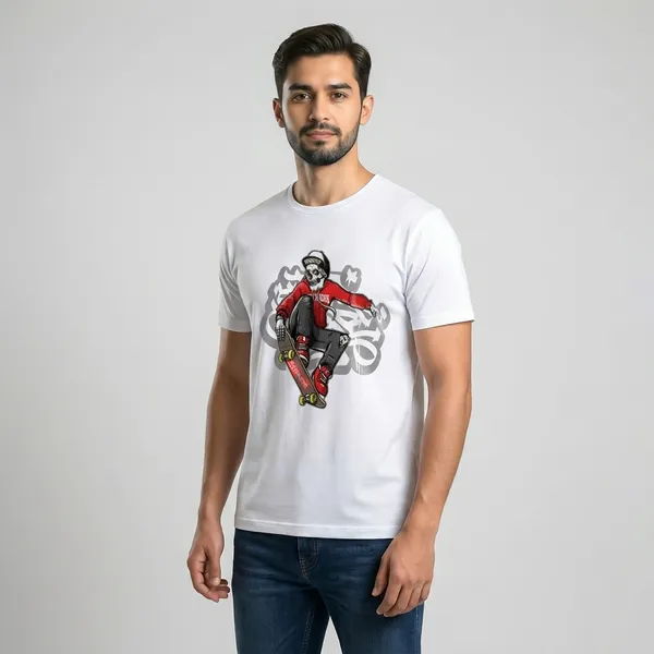 Stand_Strong_Graphic_Print_White_T-Shirt_And_White_Graphic_T-Shirt_With_Skateboarding_Character_Print_For_Men(Pack_Of_2)