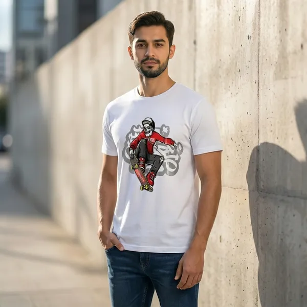 Stand_Strong_Graphic_Print_White_T-Shirt_And_White_Graphic_T-Shirt_With_Skateboarding_Character_Print_For_Men(Pack_Of_2)