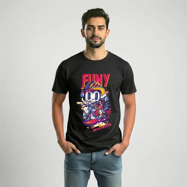 Funy_Skull_Skater_Graphic_Black_T-Shirt_And_Business_Motivational_Thumbs_Up_Graphic_T-Shirt_(Pack_Of_2)