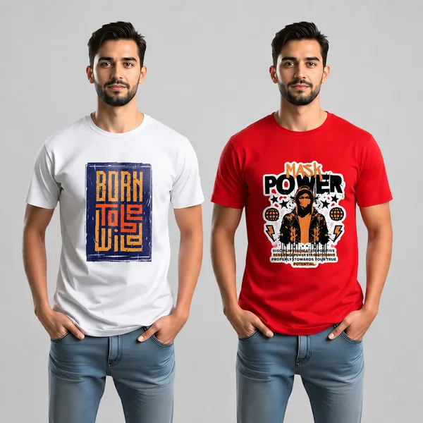 Mask_Power_Graphic_Print_Red_Cotton_T-Shirt_And_Born_To_Die_White_Graphic_T-Shirt_For_Men_(Pack_Of_2)