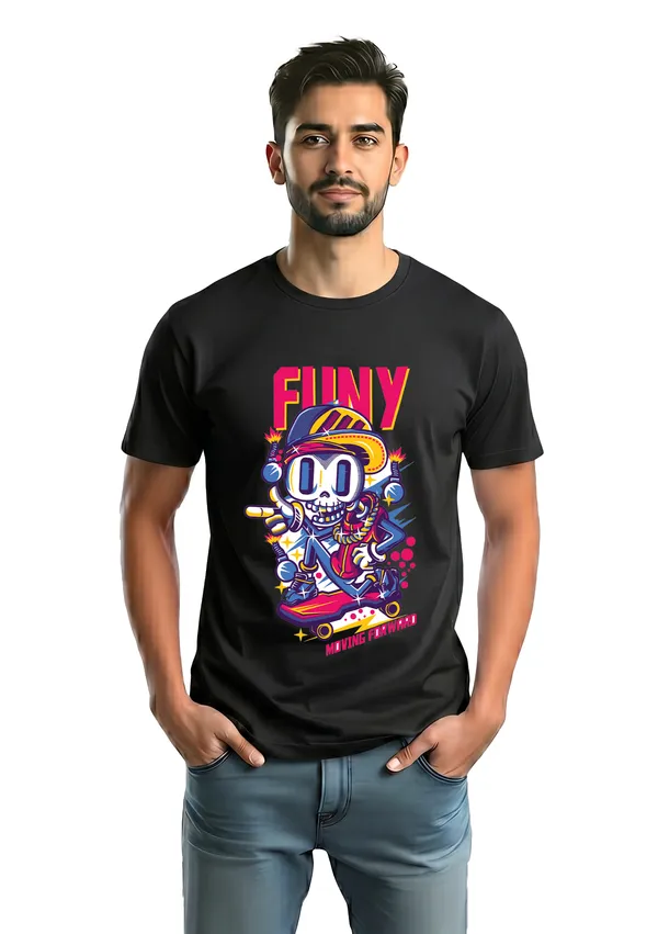 Funy_Skull_Skater_Graphic_Black_T-Shirt_And_Business_Motivational_Thumbs_Up_Graphic_T-Shirt_(Pack_Of_2)