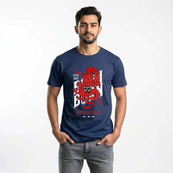 Born_To_Burn_Graphic_Printed_Navy_Blue_T-Shirt_For_Men