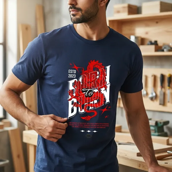 Born_To_Burn_Graphic_Printed_Navy_Blue_T-Shirt_For_Men