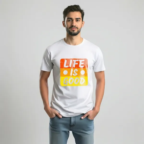 Life_Is_Good_Graphic_Print_White_T-Shirt_For_Men