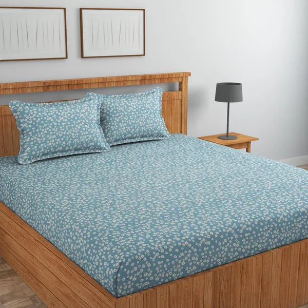 New_Blatts_Presents_King_Size_Bedsheet_90x100_Inch_with_2_Pillow_Covers_Cotton_Blend_Soft_Breathable_Printed_Flat_Bed_Sheet_for_Double_Bed_All_Season_Washable_Wrinkle_Resistant_Bedroom_Bedding