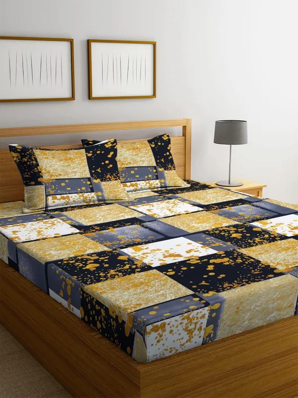 New_Blatts_Double_Bed_Fitted_Bedsheet_72x78x10_Inch_with_2_Pillow_Covers_Full_Elastic_Cotton_Blend_Soft_Breathable_Deep_Pocket_Mattress_Fitted_Bed_Sheet_Washable_Wrinkle_Resistant_All_Season_Bedding
