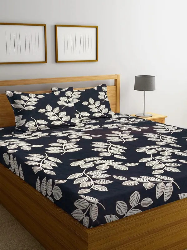 New_Blatts_Double_Bed_Fitted_Bedsheet_72x78x10_Inch_with_2_Pillow_Covers_Full_Elastic_Cotton_Blend_Soft_Breathable_Deep_Pocket_Mattress_Fitted_Bed_Sheet_Washable_Wrinkle_Resistant_All_Season_Bedding