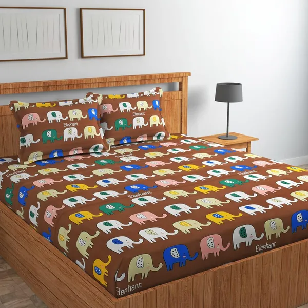 New_Blatts_Presents_King_Size_Bedsheet_90x100_Inch_with_2_Pillow_Covers_Cotton_Blend_Soft_Breathable_Printed_Flat_Bed_Sheet_for_Double_Bed_All_Season_Washable_Wrinkle_Resistant_Bedroom_Bedding