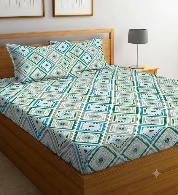 New_Blatts_Presents_King_Size_Bedsheet_90x100_Inch_with_2_Pillow_Covers_Cotton_Blend_Soft_Breathable_Printed_Flat_Bed_Sheet_for_Double_Bed_All_Season_Washable_Wrinkle_Resistant_Bedroom_Bedding