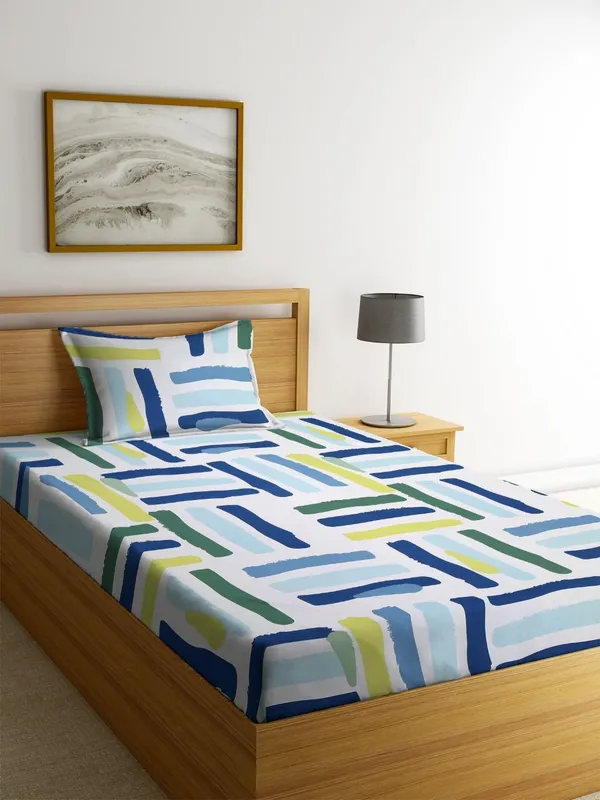 New_Blatts_Single_Bedsheet_60x90_Inch_with_1_Pillow_Cover_Cotton_Blend_Soft_Breathable_Printed_Flat_Bed_Sheet_for_Single_Bed_All_Season_Wrinkle_Resistant_Washable_Bedroom_Bedding_Home_Furnishing