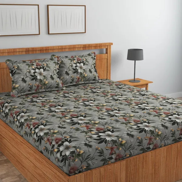New_Blatts_Presents_King_Size_Bedsheet_90x100_Inch_with_2_Pillow_Covers_Cotton_Blend_Soft_Breathable_Printed_Flat_Bed_Sheet_for_Double_Bed_All_Season_Washable_Wrinkle_Resistant_Bedroom_Bedding