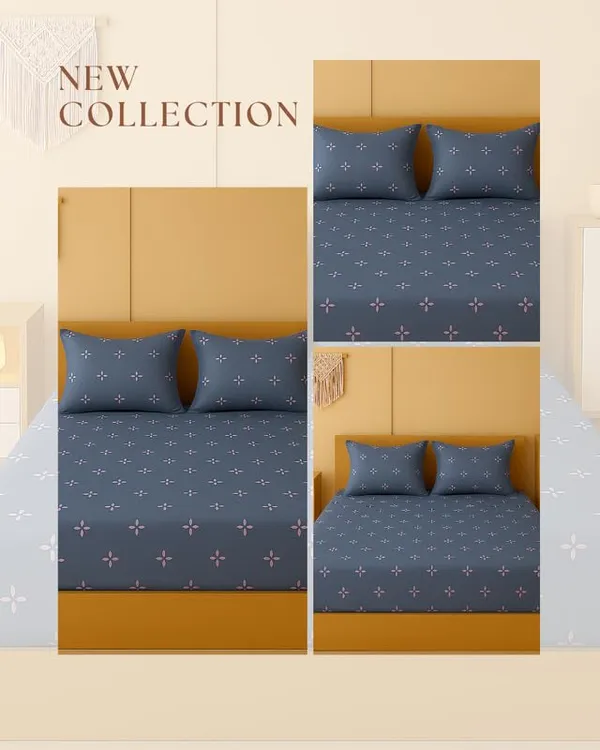 New_Blatts_Presents_King_Size_Bedsheet_90x100_Inch_with_2_Pillow_Covers_Cotton_Blend_Soft_Breathable_Printed_Flat_Bed_Sheet_for_Double_Bed_All_Season_Washable_Wrinkle_Resistant_Bedroom_Bedding