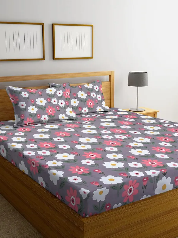 New_Blatts_Presents_King_Size_Bedsheet_90x100_Inch_with_2_Pillow_Covers_Cotton_Blend_Soft_Breathable_Printed_Flat_Bed_Sheet_for_Double_Bed_All_Season_Washable_Wrinkle_Resistant_Bedroom_Bedding