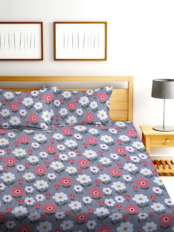 New_Blatts_Presents_King_Size_Bedsheet_90x100_Inch_with_2_Pillow_Covers_Cotton_Blend_Soft_Breathable_Printed_Flat_Bed_Sheet_for_Double_Bed_All_Season_Washable_Wrinkle_Resistant_Bedroom_Bedding