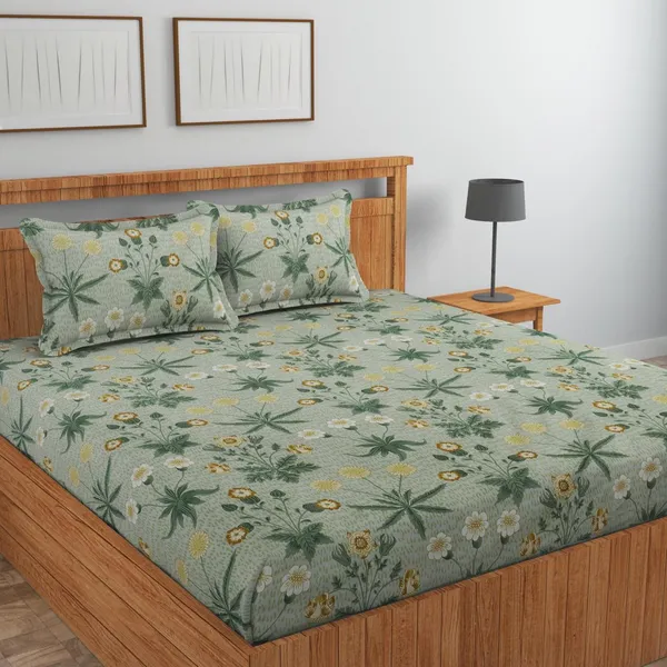 New_Blatts_Double_Bed_Fitted_Bedsheet_72x78x10_Inch_with_2_Pillow_Covers_Full_Elastic_Cotton_Blend_Soft_Breathable_Deep_Pocket_Mattress_Fitted_Bed_Sheet_Washable_Wrinkle_Resistant_All_Season_Bedding