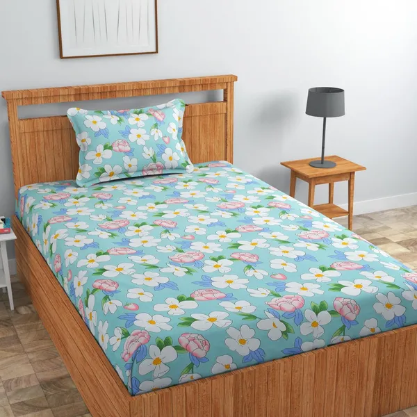 Aqua_Flowers_Bedsheet