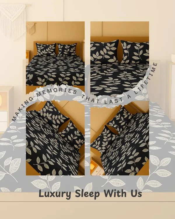 Black_White_Leaf_Bedsheet