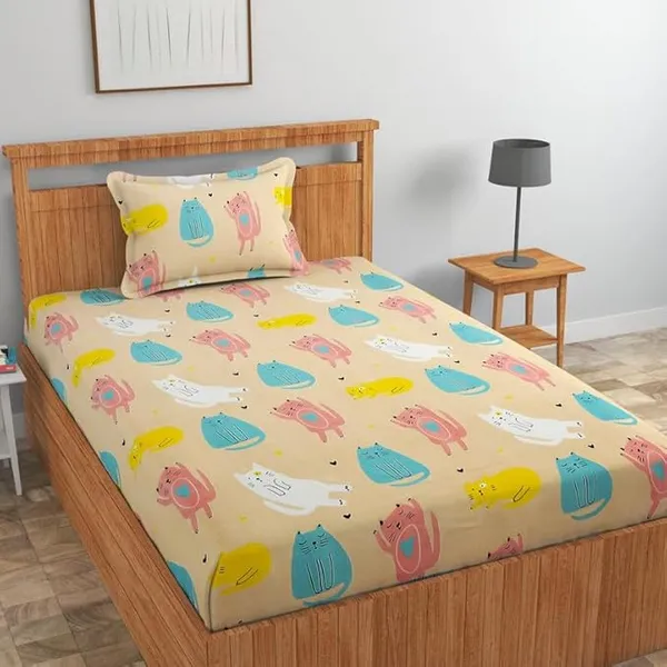 New_Blatts_Single_Bedsheet_60x90_Inch_with_1_Pillow_Cover_Cotton_Blend_Soft_Breathable_Printed_Flat_Bed_Sheet_for_Single_Bed_All_Season_Wrinkle_Resistant_Washable_Bedroom_Bedding_Home_Furnishing