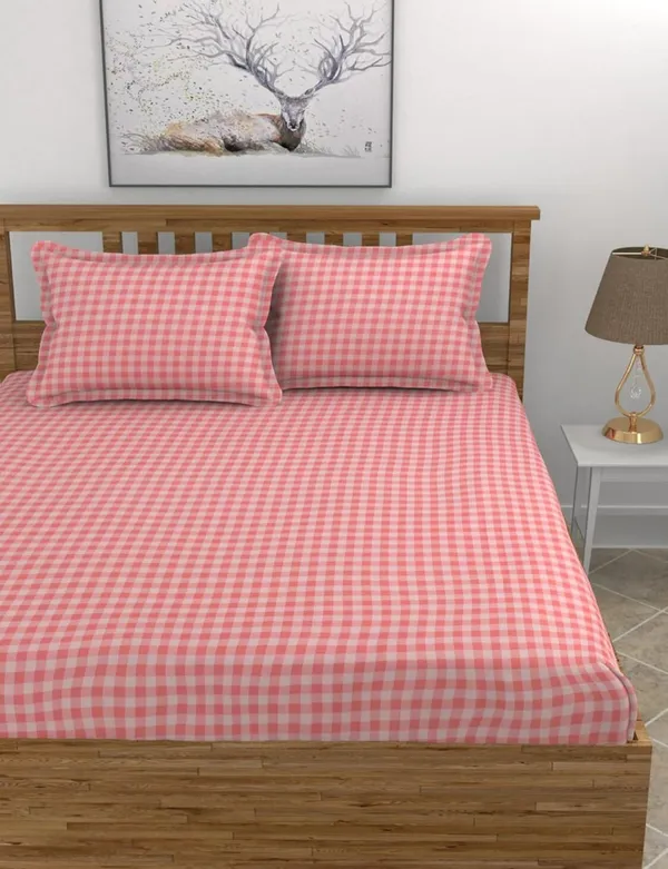 New_Blatts_Double_Bed_Fitted_Bedsheet_72x78x10_Inch_with_2_Pillow_Covers_Full_Elastic_Cotton_Blend_Soft_Breathable_Deep_Pocket_Mattress_Fitted_Bed_Sheet_Washable_Wrinkle_Resistant_All_Season_Bedding