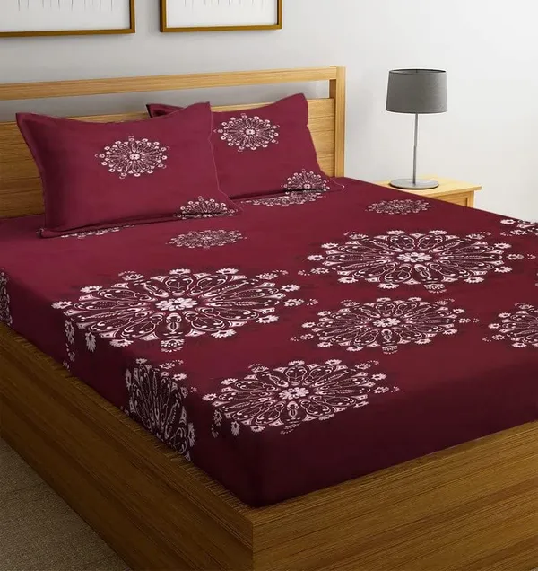 New_Blatts_Presents_King_Size_Bedsheet_90x100_Inch_with_2_Pillow_Covers_Cotton_Blend_Soft_Breathable_Printed_Flat_Bed_Sheet_for_Double_Bed_All_Season_Washable_Wrinkle_Resistant_Bedroom_Bedding