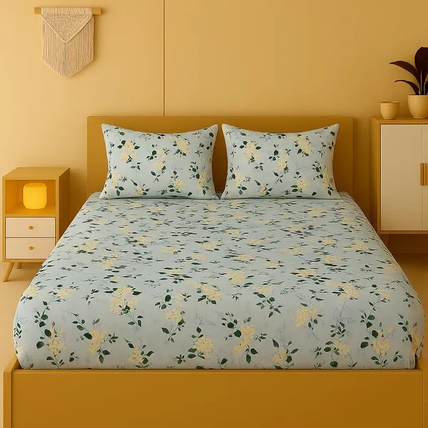 New_Blatts_Double_Bed_Fitted_Bedsheet_72x78x10_Inch_with_2_Pillow_Covers_Full_Elastic_Cotton_Blend_Soft_Breathable_Deep_Pocket_Mattress_Fitted_Bed_Sheet_Washable_Wrinkle_Resistant_All_Season_Bedding
