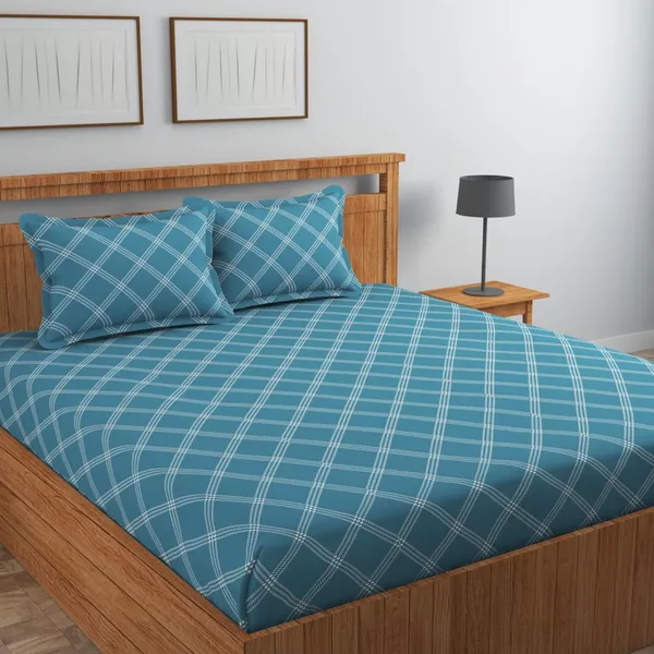 New_Blatts_Double_Bed_Fitted_Bedsheet_72x78x10_Inch_with_2_Pillow_Covers_Full_Elastic_Cotton_Blend_Soft_Breathable_Deep_Pocket_Mattress_Fitted_Bed_Sheet_Washable_Wrinkle_Resistant_All_Season_Bedding