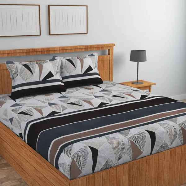 New_Blatts_Presents_King_Size_Bedsheet_90x100_Inch_with_2_Pillow_Covers_Cotton_Blend_Soft_Breathable_Printed_Flat_Bed_Sheet_for_Double_Bed_All_Season_Washable_Wrinkle_Resistant_Bedroom_Bedding