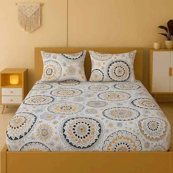 New_Blatts_Presents_King_Size_Bedsheet_90x100_Inch_with_2_Pillow_Covers_Cotton_Blend_Soft_Breathable_Printed_Flat_Bed_Sheet_for_Double_Bed_All_Season_Washable_Wrinkle_Resistant_Bedroom_Bedding