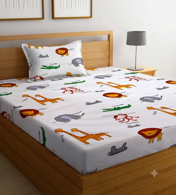 New_Blatts_Single_Bedsheet_60x90_Inch_with_1_Pillow_Cover_Cotton_Blend_Soft_Breathable_Printed_Flat_Bed_Sheet_for_Single_Bed_All_Season_Wrinkle_Resistant_Washable_Bedroom_Bedding_Home_Furnishing