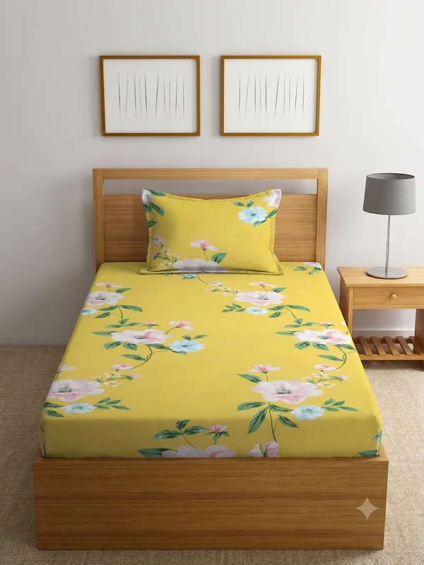 New_Blatts_Single_Bedsheet_60x90_Inch_with_1_Pillow_Cover_Cotton_Blend_Soft_Breathable_Printed_Flat_Bed_Sheet_for_Single_Bed_All_Season_Wrinkle_Resistant_Washable_Bedroom_Bedding_Home_Furnishing