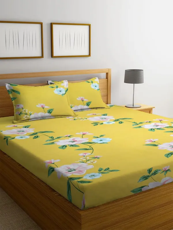New_Blatts_Presents_King_Size_Bedsheet_90x100_Inch_with_2_Pillow_Covers_Cotton_Blend_Soft_Breathable_Printed_Flat_Bed_Sheet_for_Double_Bed_All_Season_Washable_Wrinkle_Resistant_Bedroom_Bedding