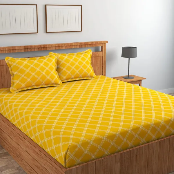 New_Blatts_Double_Bed_Fitted_Bedsheet_72x78x10_Inch_with_2_Pillow_Covers_Full_Elastic_Cotton_Blend_Soft_Breathable_Deep_Pocket_Mattress_Fitted_Bed_Sheet_Washable_Wrinkle_Resistant_All_Season_Bedding