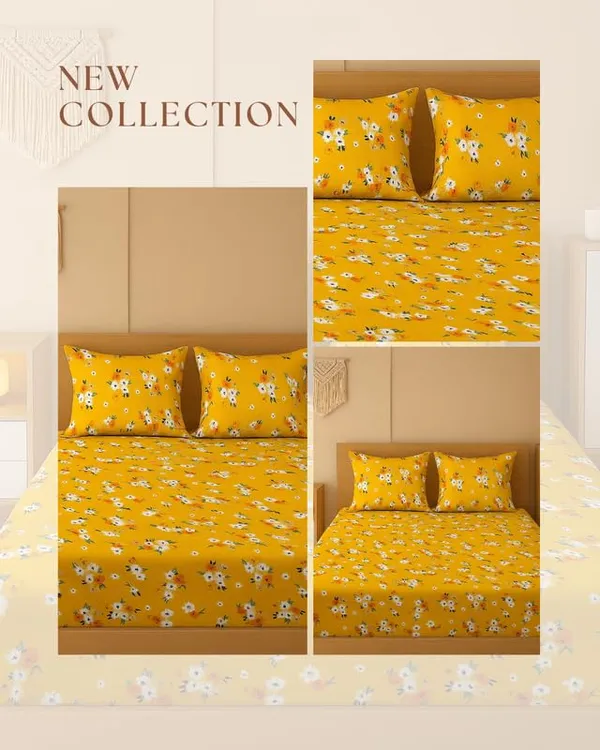 New_Blatts_Presents_King_Size_Bedsheet_90x100_Inch_with_2_Pillow_Covers_Cotton_Blend_Soft_Breathable_Printed_Flat_Bed_Sheet_for_Double_Bed_All_Season_Washable_Wrinkle_Resistant_Bedroom_Bedding