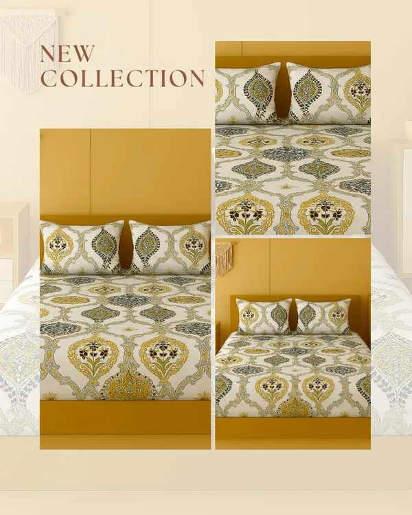 New_Blatts_Presents_King_Size_Bedsheet_90x100_Inch_with_2_Pillow_Covers_Cotton_Blend_Soft_Breathable_Printed_Flat_Bed_Sheet_for_Double_Bed_All_Season_Washable_Wrinkle_Resistant_Bedroom_Bedding