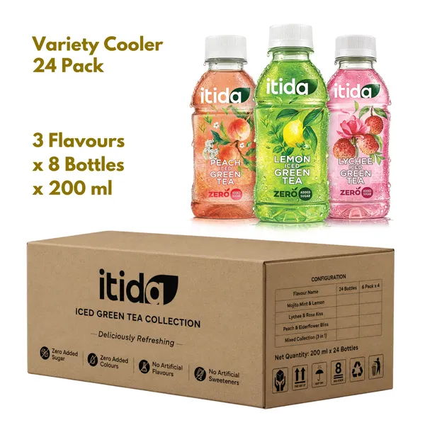 Office_/_Party_Cooler_Variety_24-Pack_|_Itida_Iced_Green_Tea_|_Zero_Added_Sugar_|_Mojito_Mint_And_Lemon,_Peach_And_Elderflower_Bliss,_Lychee_And_Rose_Kiss_Flavours_|_3_Flavours_X_8_Bottles_X_200Ml