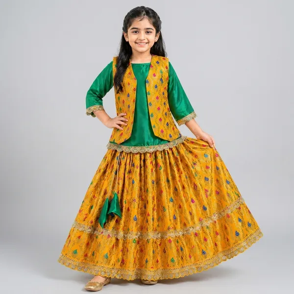 Baby_Shri_Luxury_Uttarakhandi_Traditional_Dress_For_Girls_|_Premium_Pahadi_Kumaoni_Garhwali_Cultural_Costume_|_Yellow_&_Green_Ethnic_Wear_Fancy_Dress