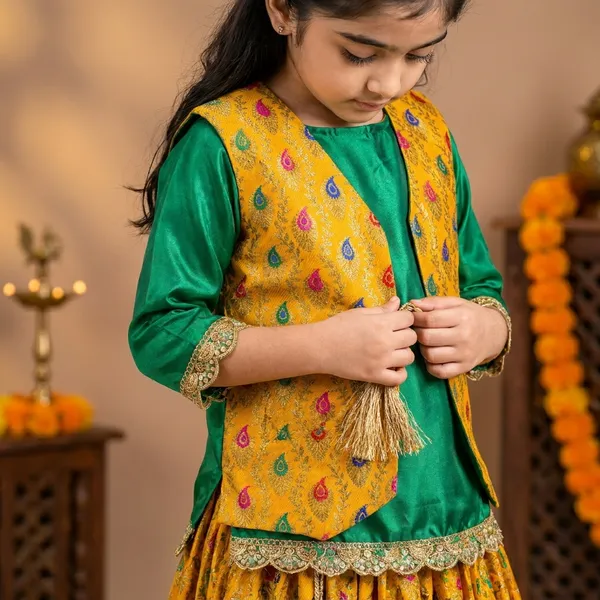 Baby_Shri_Luxury_Uttarakhandi_Traditional_Dress_For_Girls_|_Premium_Pahadi_Kumaoni_Garhwali_Cultural_Costume_|_Yellow_&_Green_Ethnic_Wear_Fancy_Dress