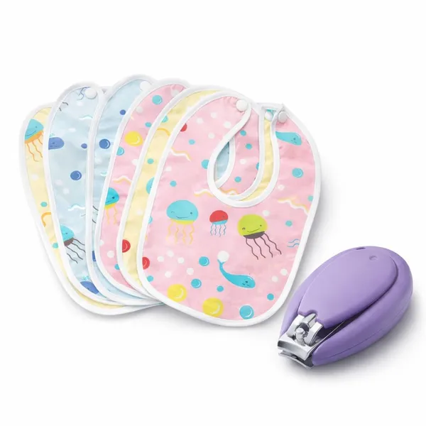 Mothers_Approved_Baby_Care_Essentials_Combo_5_Waterproof_Baby_Bibs_&_Safe_1_Nail_Clipper_