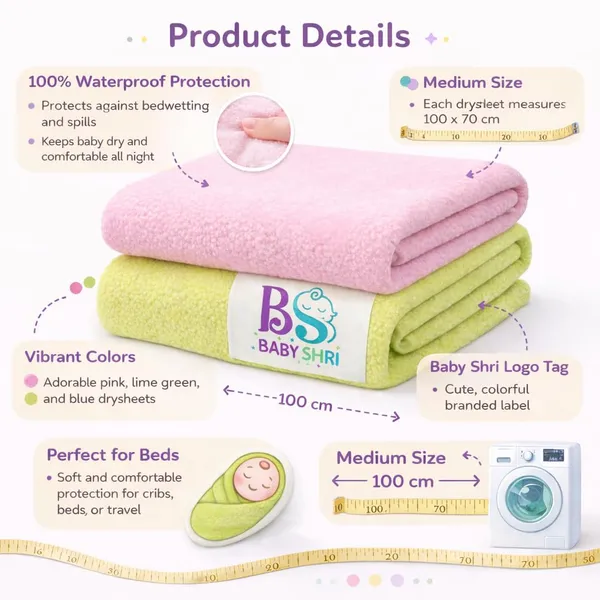 Extra_Absorbent_Dry_Sheet_Bed_Protector_Neon_Baby_Pink_0M_Medium_Size_70Cm_X_100Cm
