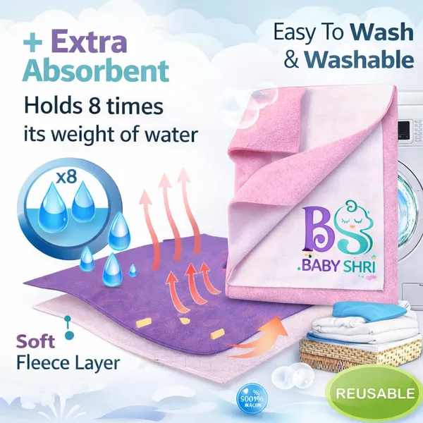 Extra_Absorbent_Dry_Sheet_Bed_Protector_Neon_Baby_Pink_0M_Medium_Size_70Cm_X_100Cm